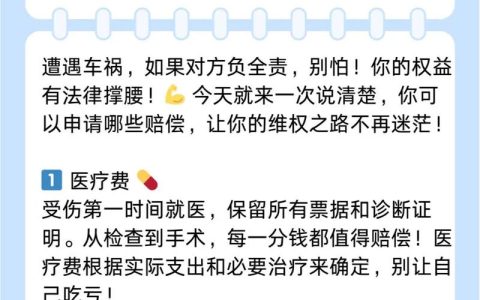 车祸对方全责，您应获得的赔偿全解析