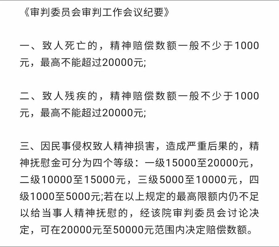 精神损害赔偿标准全解析