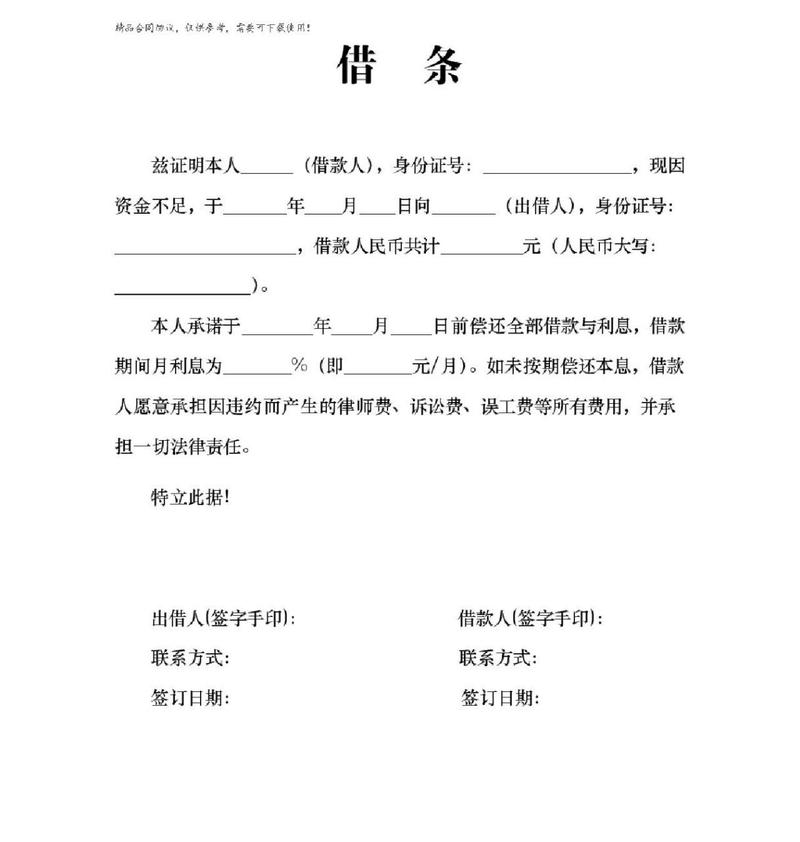 规范书写个人借条，保障您的资金安全与权益