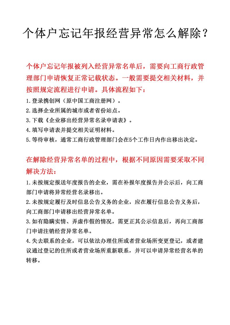 个体户经营异常？莫慌！解除流程与应对全解