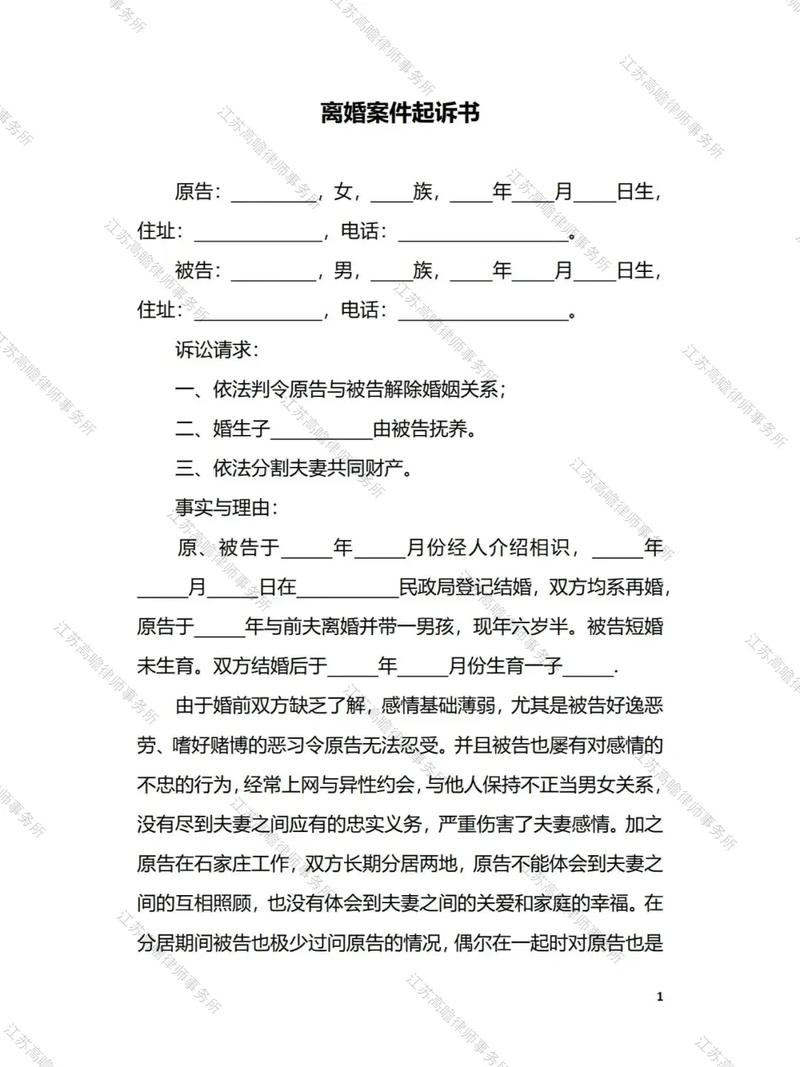 女士起诉离婚，诉状这样写才专业