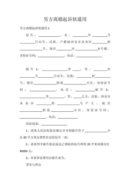 男方离婚起诉状撰写指南与避坑要点全解